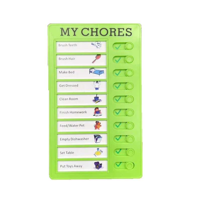 Reusable Plastic Memo Board — My Chores Checklist Daily Planner for Kids