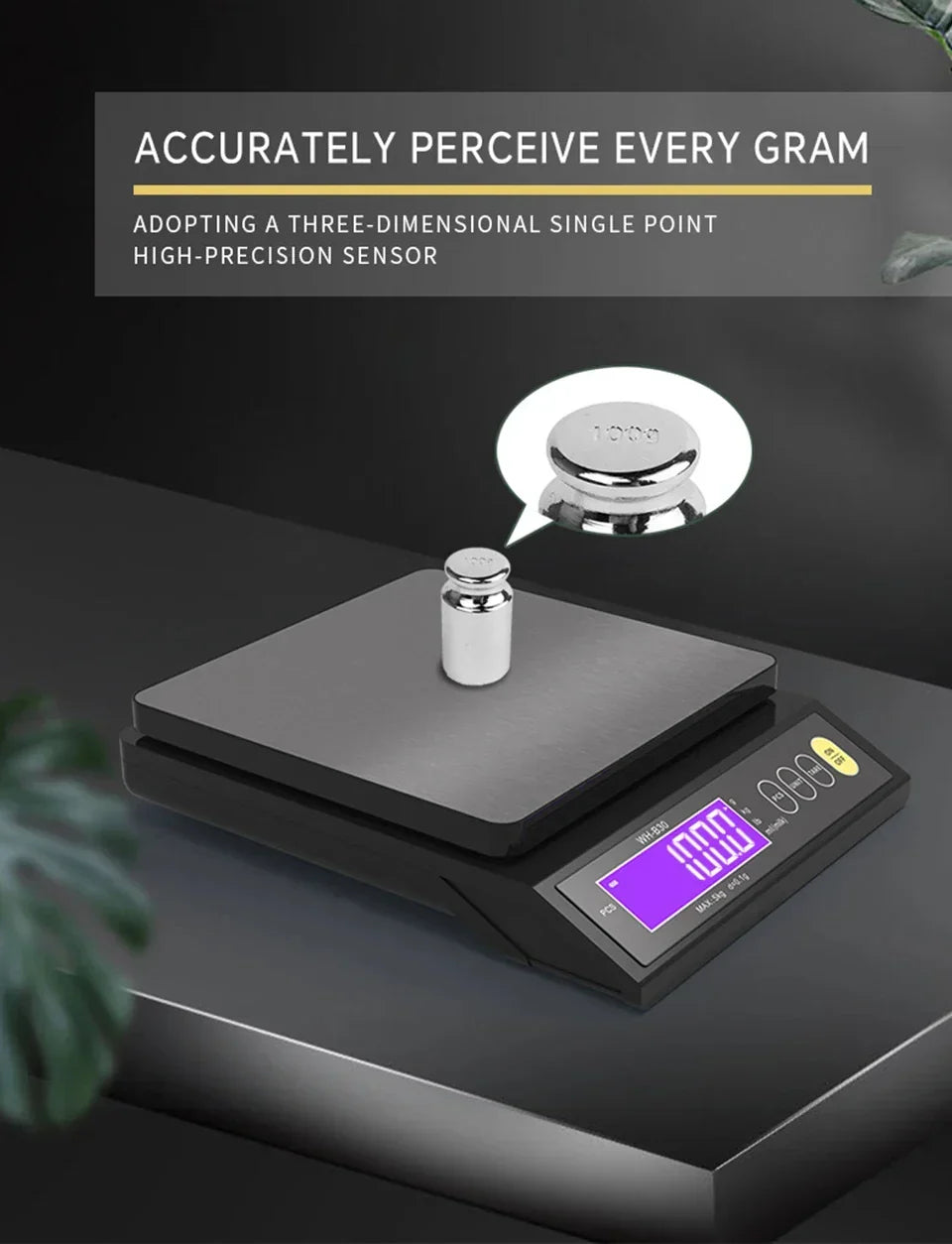数字电子厨房秤 — 5 kg/0,1 g 和 10 kg/1 g 量程，全防水，不锈钢秤台，LCD 显示屏