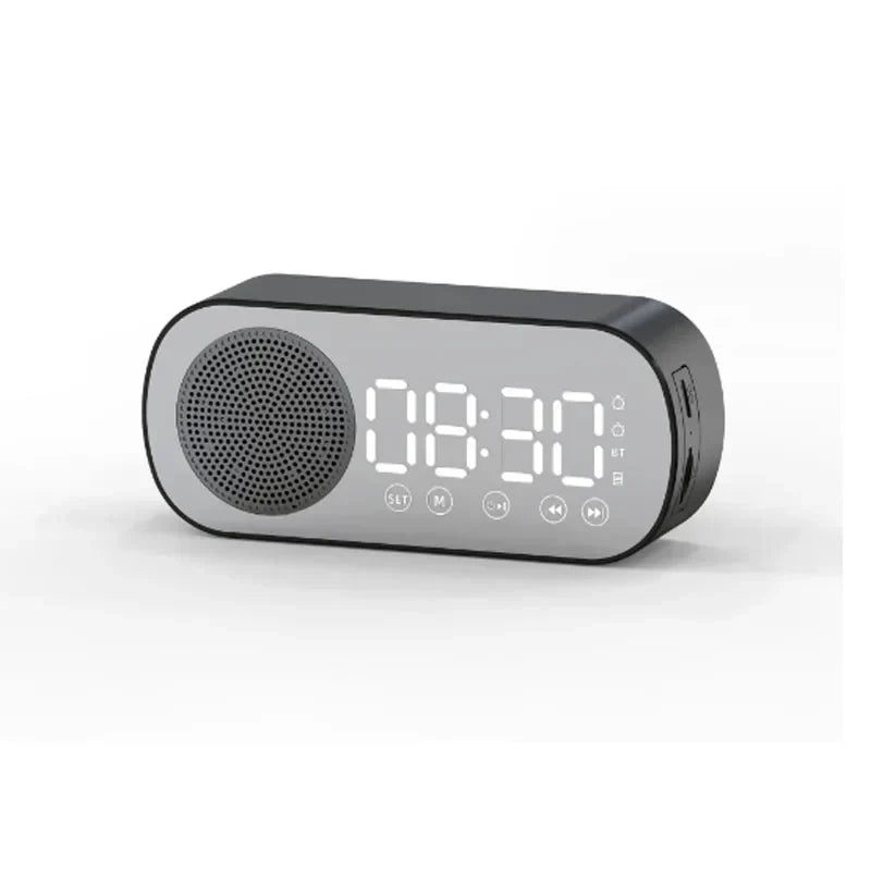 Moderna sveglia digitale con altoparlante Bluetooth, radio FM e specchio LED
