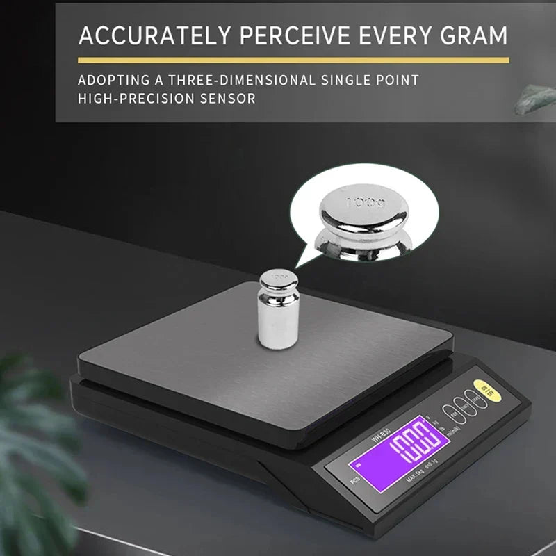 数字电子厨房秤 — 5 kg/0,1 g 和 10 kg/1 g 量程，全防水，不锈钢秤台，LCD 显示屏