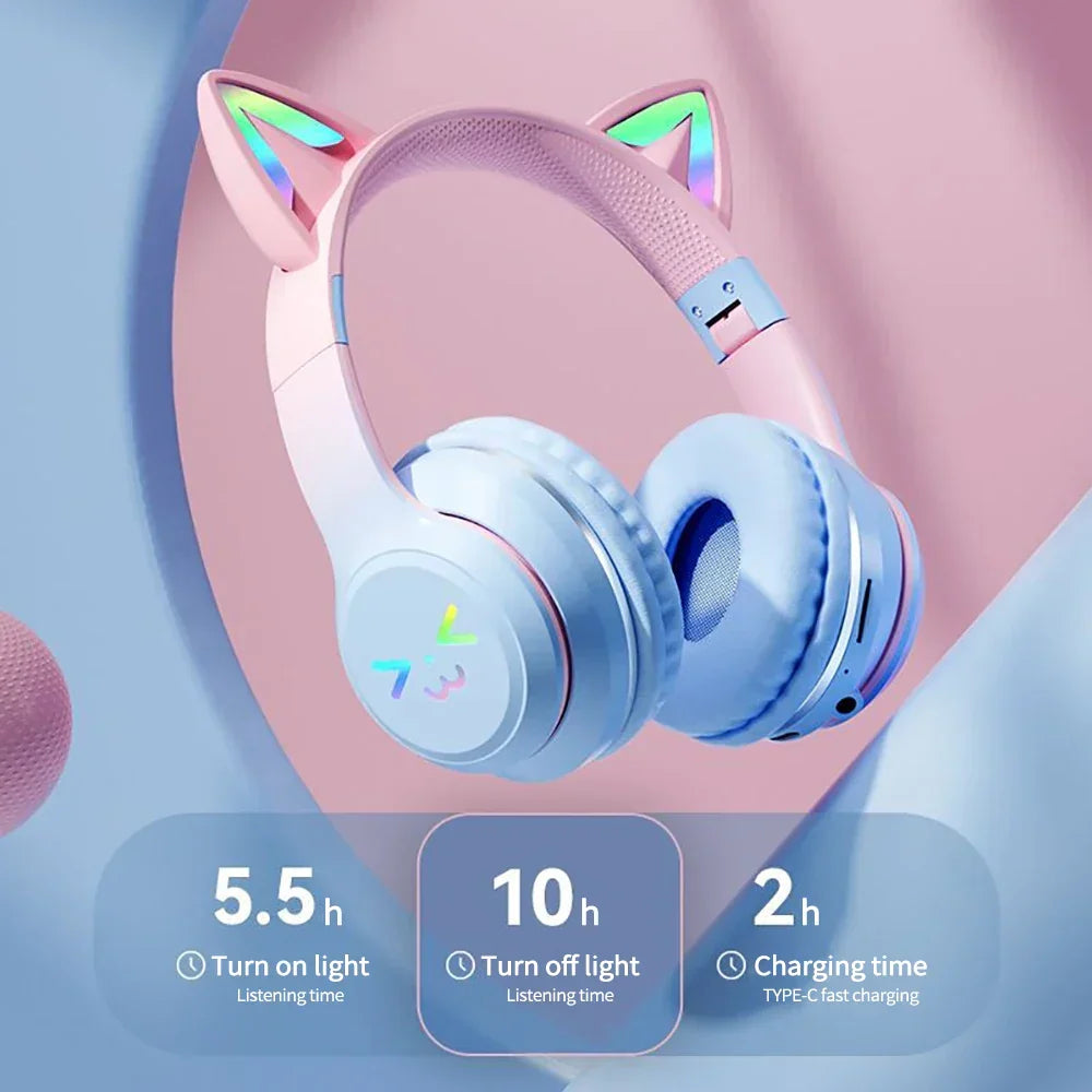 Foldable RGB Bluetooth Headphones — Wireless Connectivity