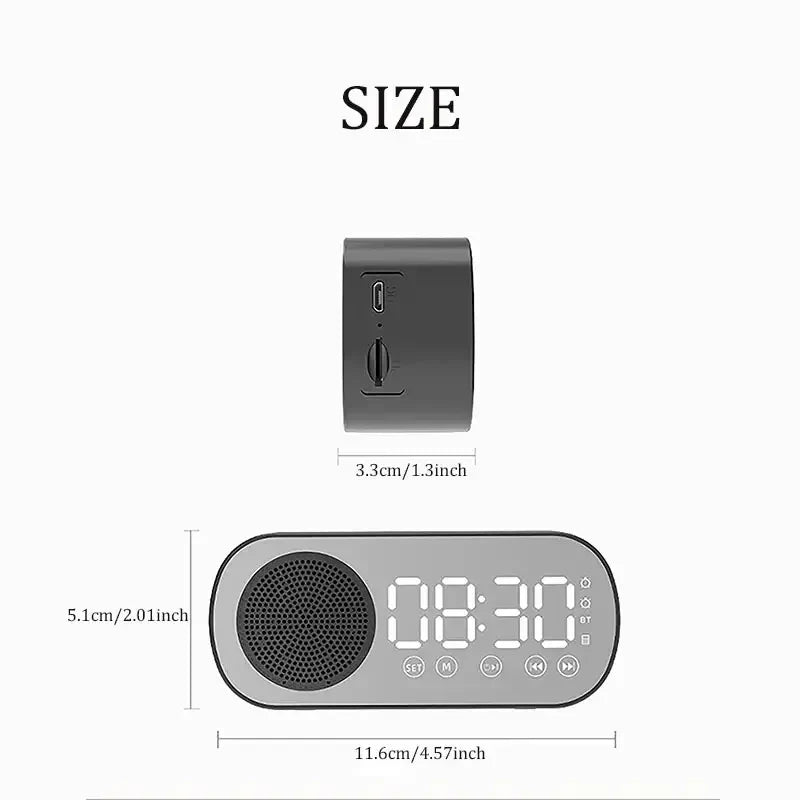 Moderna sveglia digitale con altoparlante Bluetooth, radio FM e specchio LED