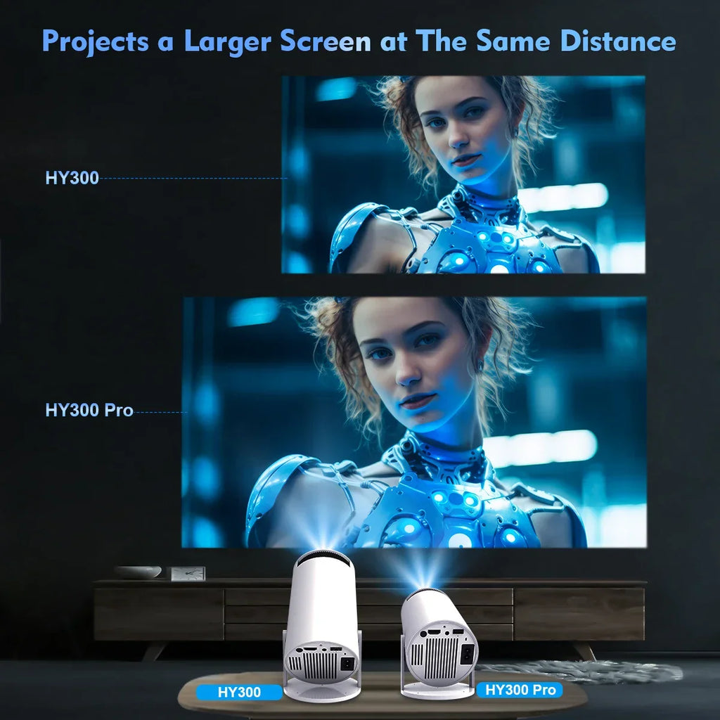 جهاز عرض ماغكوبيك HY300 Pro بدقة 4K — أندرويد 11، وشبكة WiFi6 مزدوجة، و260ANSI، وBT5.0