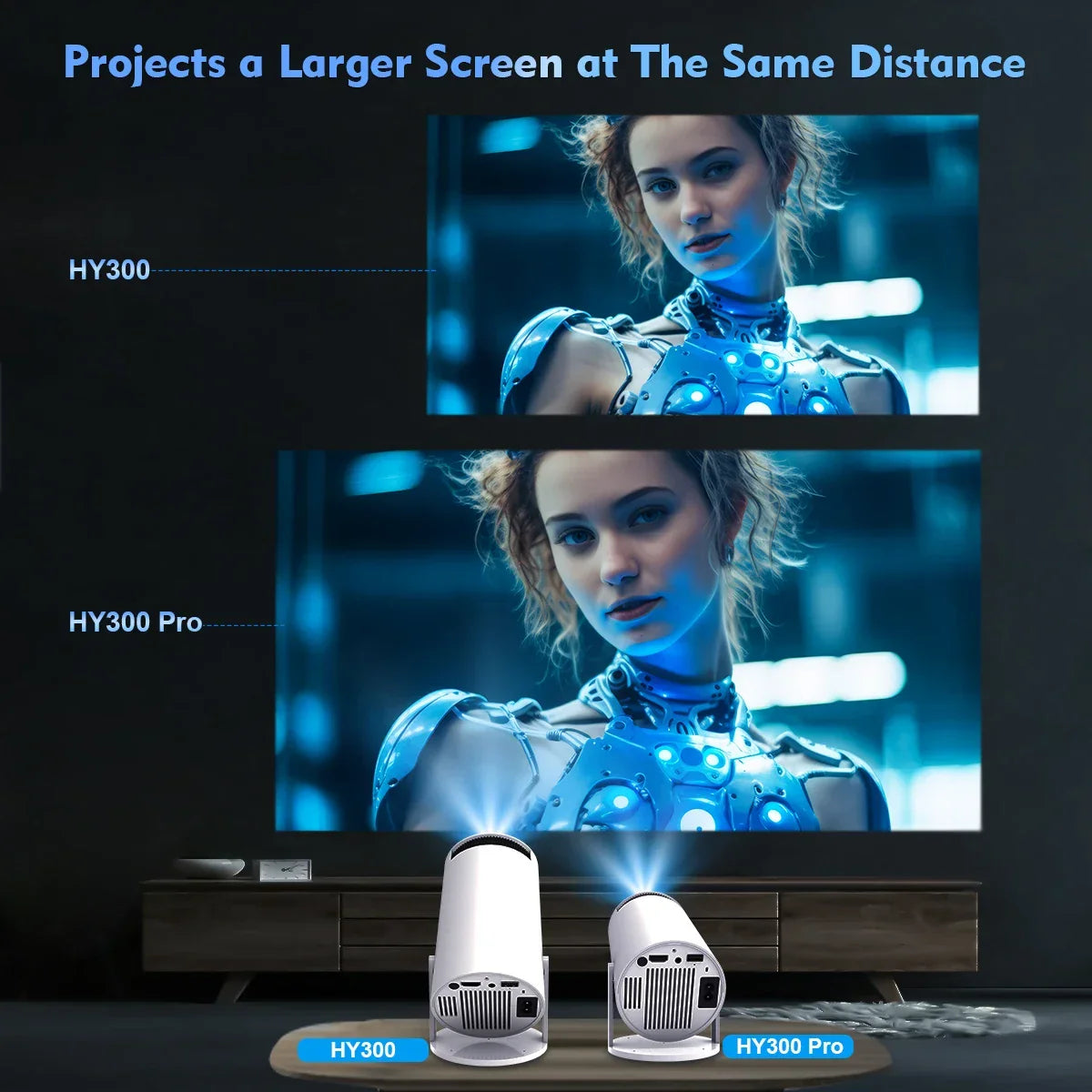 جهاز عرض ماغكوبيك HY300 Pro بدقة 4K — أندرويد 11، وشبكة WiFi6 مزدوجة، و260ANSI، وBT5.0