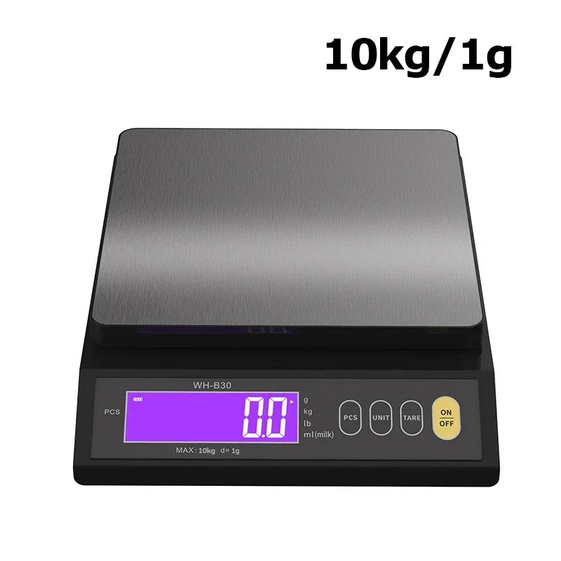 数字电子厨房秤 — 5 kg/0,1 g 和 10 kg/1 g 量程，全防水，不锈钢秤台，LCD 显示屏