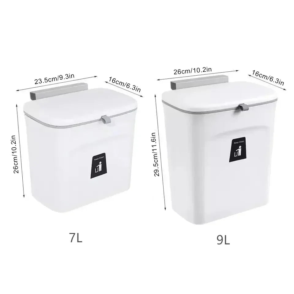Rectangular Wall-Mounted Trash Can with Lid – 7L and 9L Sizes