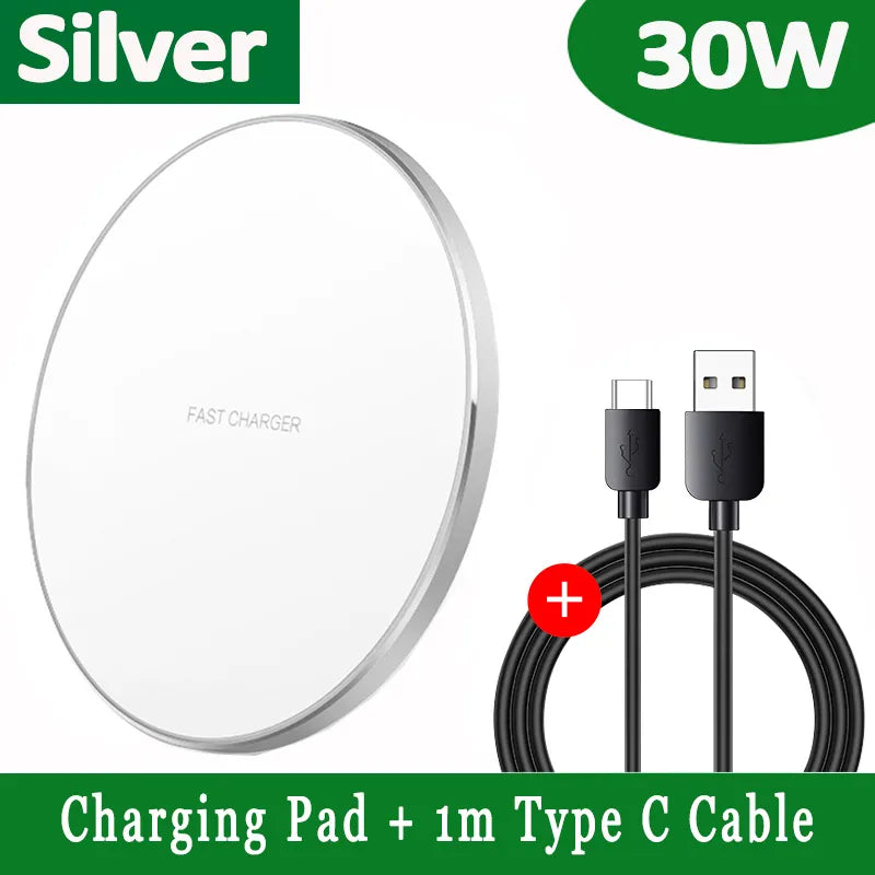 Premium 30W MagSafe Wireless Charging Station — USB-C Fast Charger for Apple iPhone, Samsung & Android