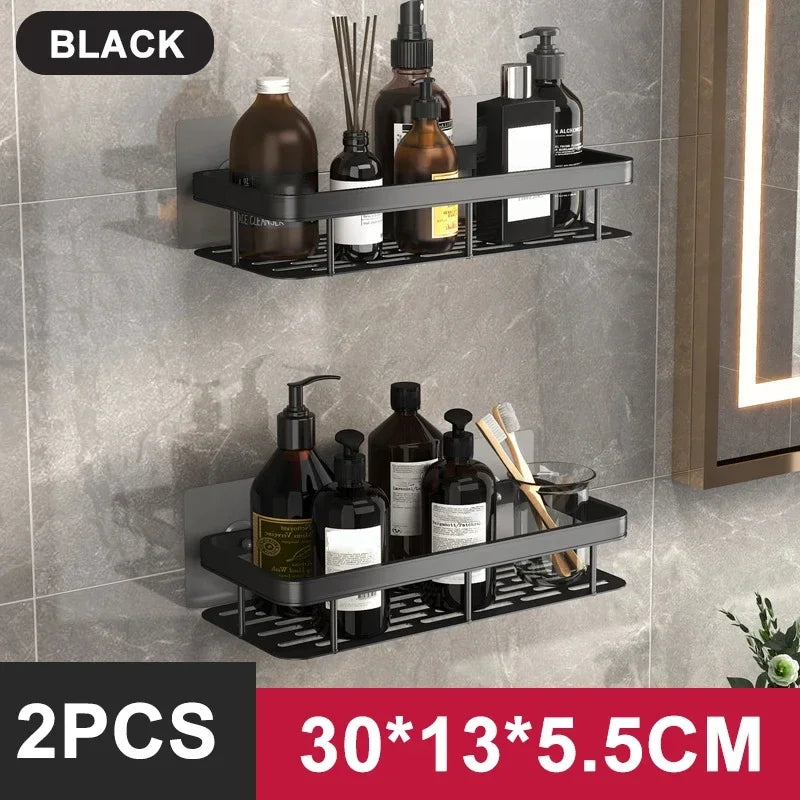 Drill-Free Wall-Mounted Corner Shelf — Tool-Free Installation, Compact Storage Rack