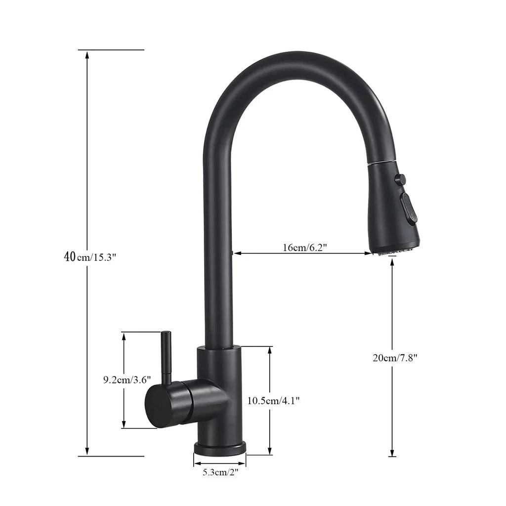 Grifo monomando extensible — Acero inoxidable de alta calidad, función de ducha, fácil instalación