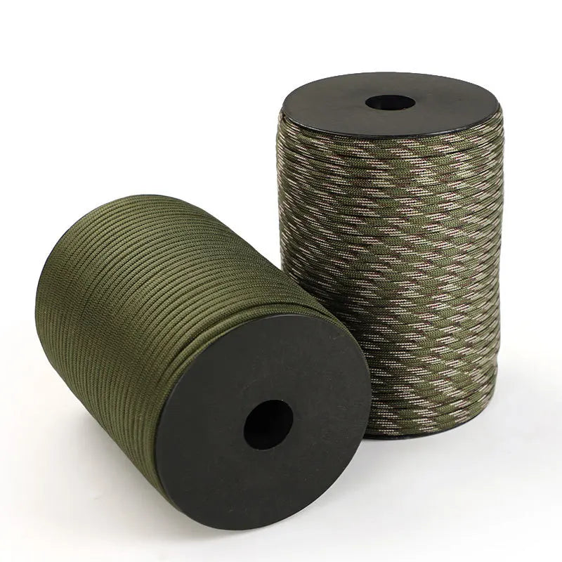 Cuerda de paracaídas de estándar militar 550 — 100m de largo, 4mm de diámetro, construcción de 9 núcleos