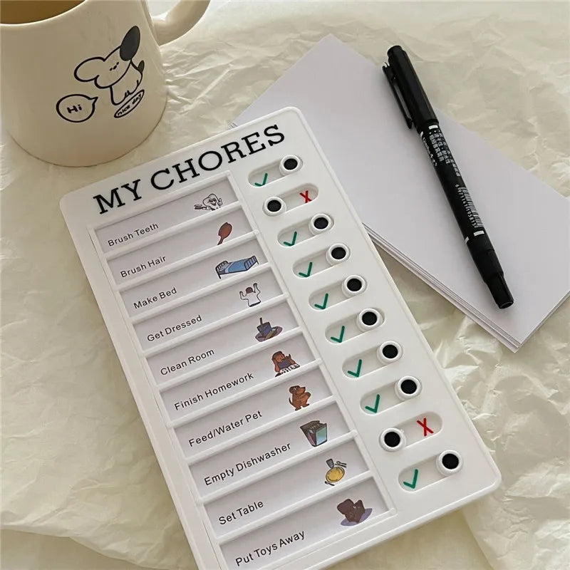 Reusable Plastic Memo Board — My Chores Checklist Daily Planner for Kids