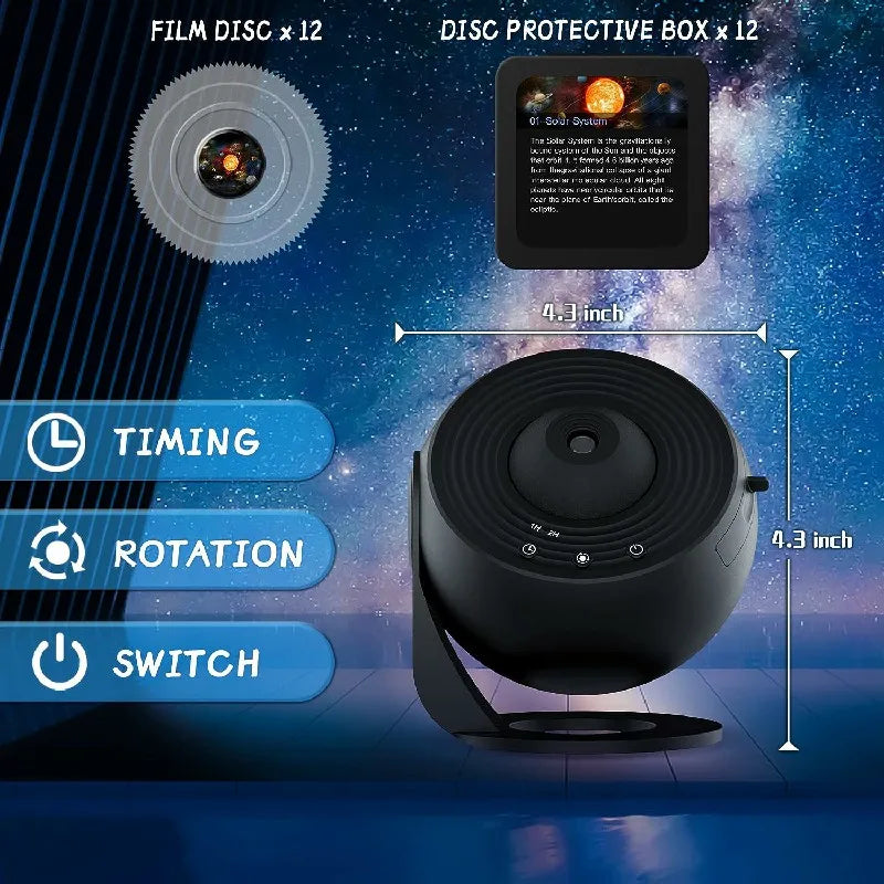 Proiector de planetariu 360° — setări reglabile pentru luminozitate și culoare