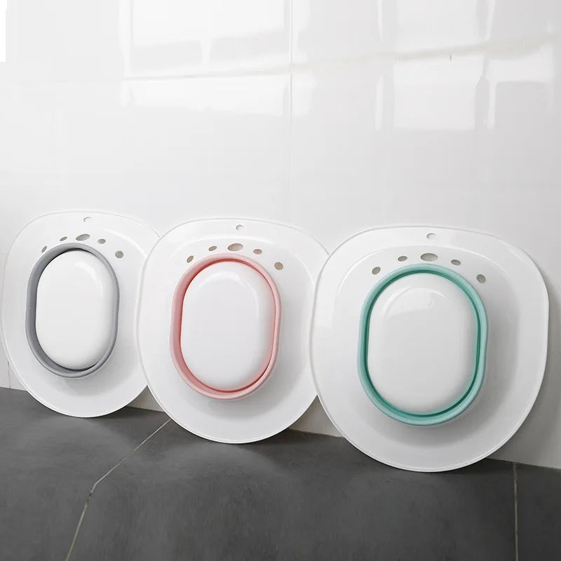 Baño de asiento plegable colgante — recipiente de gran capacidad para el cuidado de las hemorroides