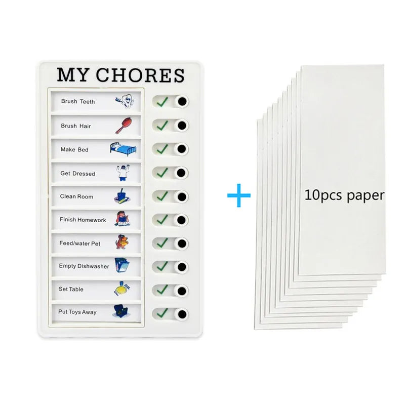 Reusable Plastic Memo Board — My Chores Checklist Daily Planner for Kids