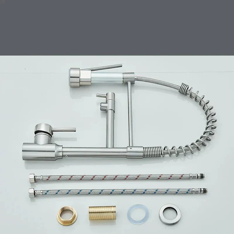 Grifo de cocina de acero inoxidable NickelFlex — caño con rotación de 360°
