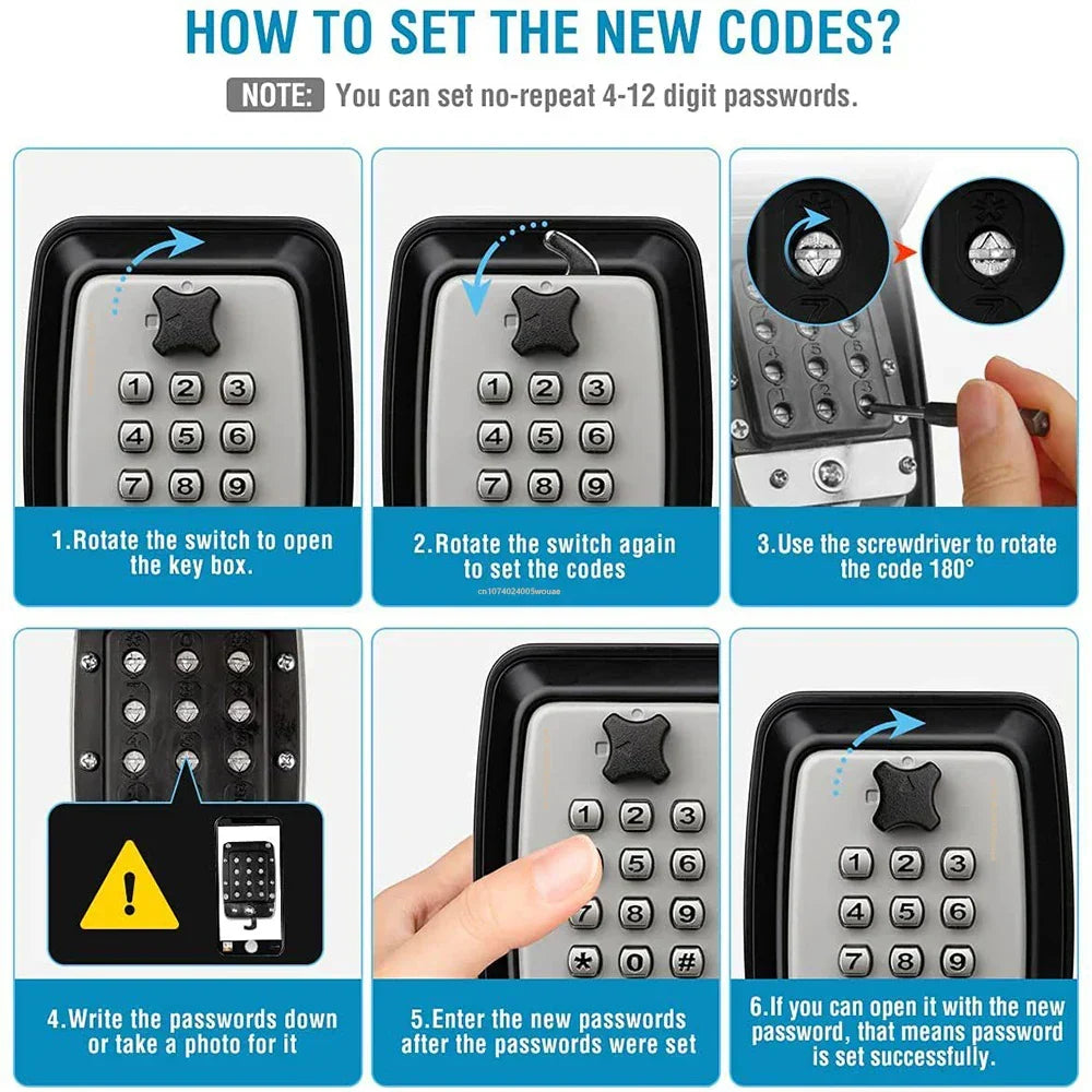 Wall Mounted Waterproof Key Box – Combination Code Entry Lock