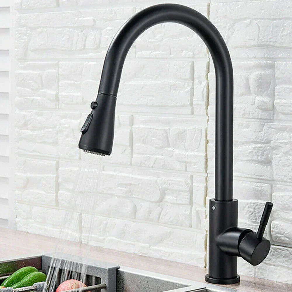 Grifo monomando extensible — Acero inoxidable de alta calidad, función de ducha, fácil instalación