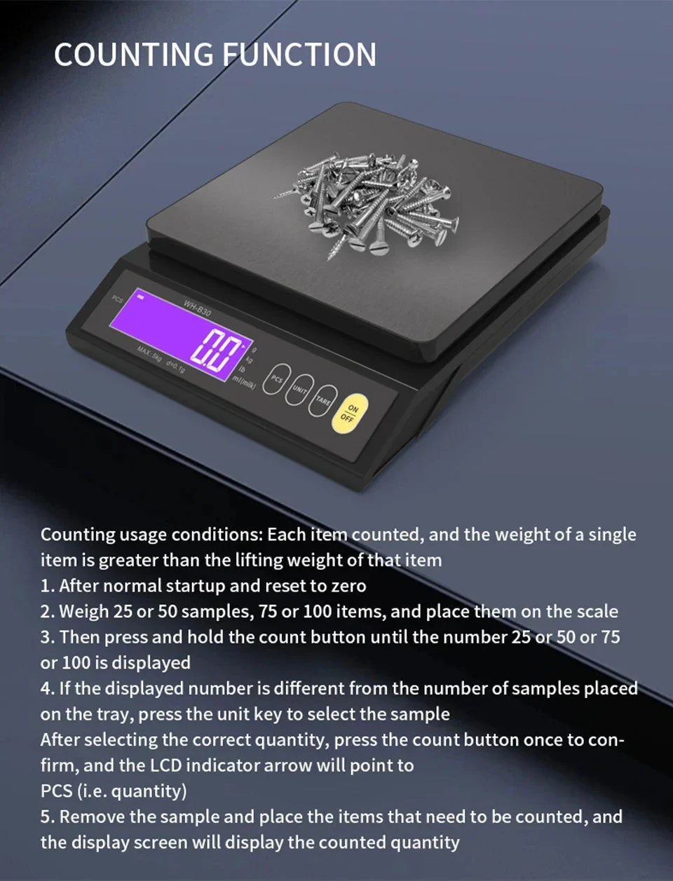 数字电子厨房秤 — 5 kg/0,1 g 和 10 kg/1 g 量程，全防水，不锈钢秤台，LCD 显示屏