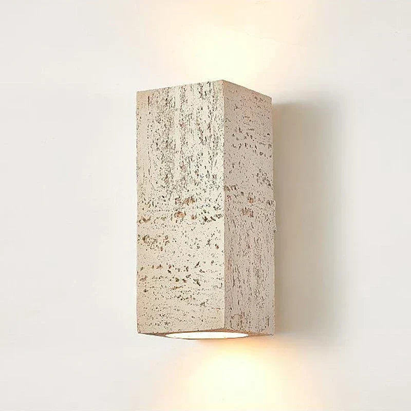 Lyra vegglampesett i sement, inspirert av midten av århundret – to LED-vegglamper, malt sementfinish