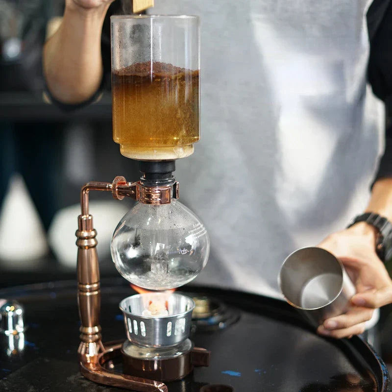 Siphon Coffee Brewer Set — 3 or 5 Cup Capacity, Barista Accessory Kit, Elegant Design