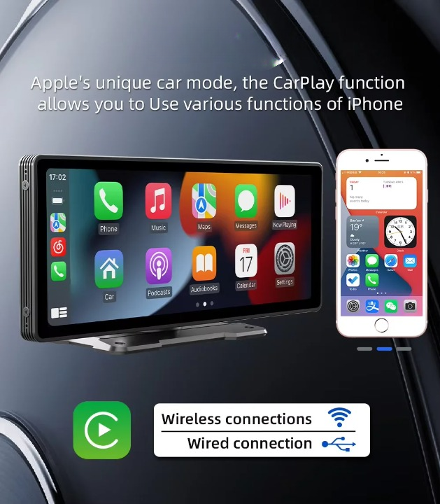 Universal 10.26-Inch Car Multimedia Player — Integrated Wireless CarPlay & Android Auto Support
