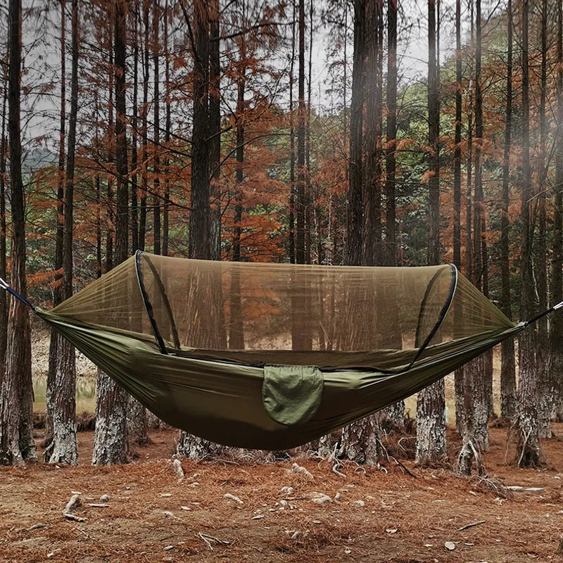 OutdoorRelax Mosquito Net Hammock — Quick Release Suspension, 200 kg Load Capacity