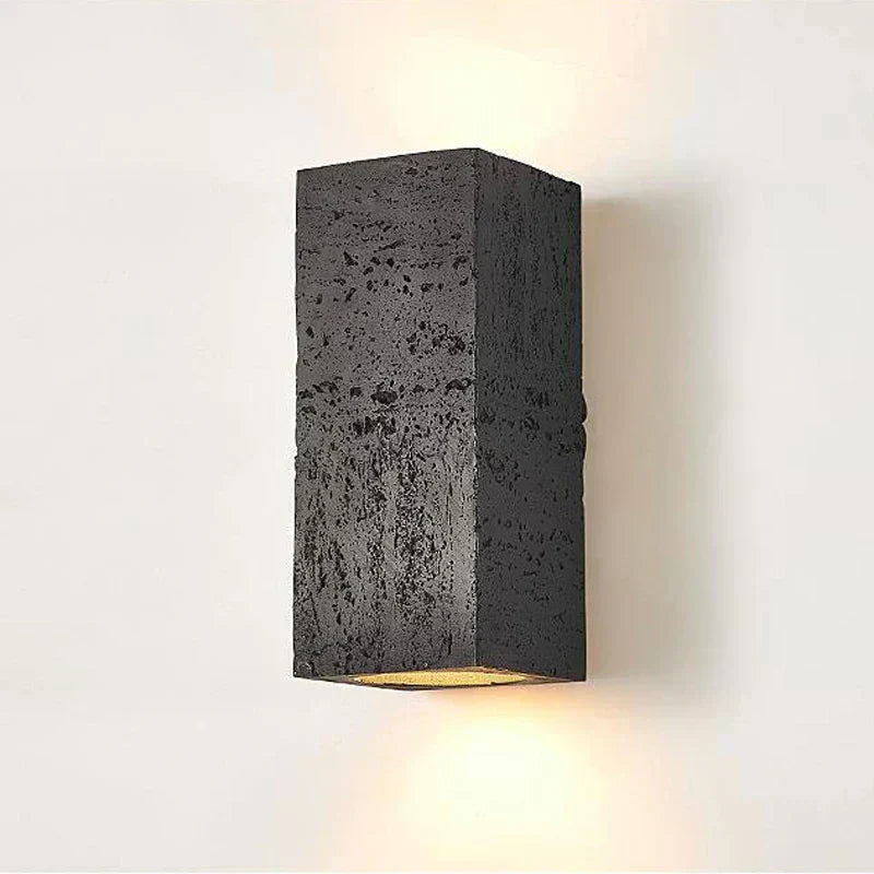 Lyra vegglampesett i sement, inspirert av midten av århundret – to LED-vegglamper, malt sementfinish