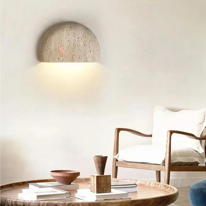 Wabi-sabi LED-wandlamp van steen — retro-accentverlichting