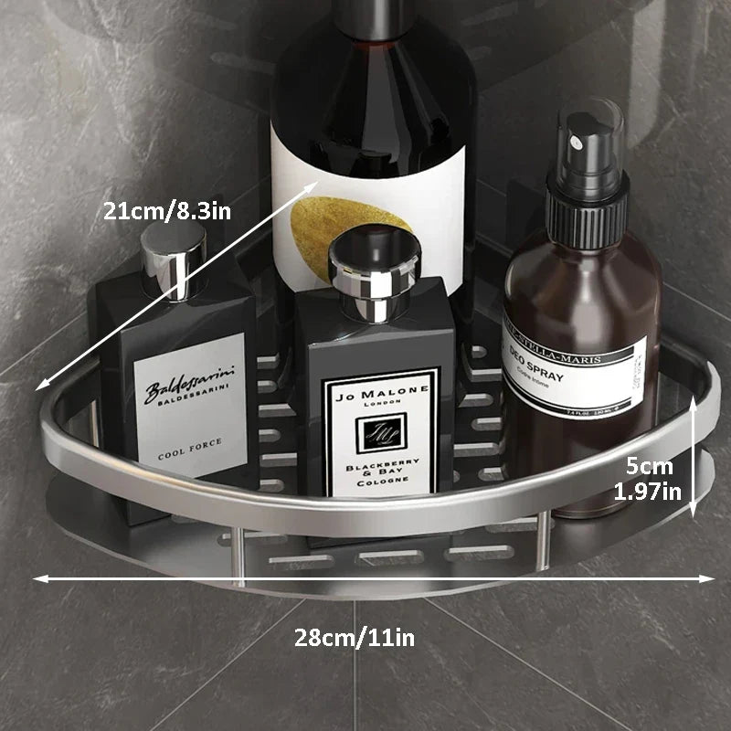 Drill-Free Wall-Mounted Corner Shelf — Tool-Free Installation, Compact Storage Rack