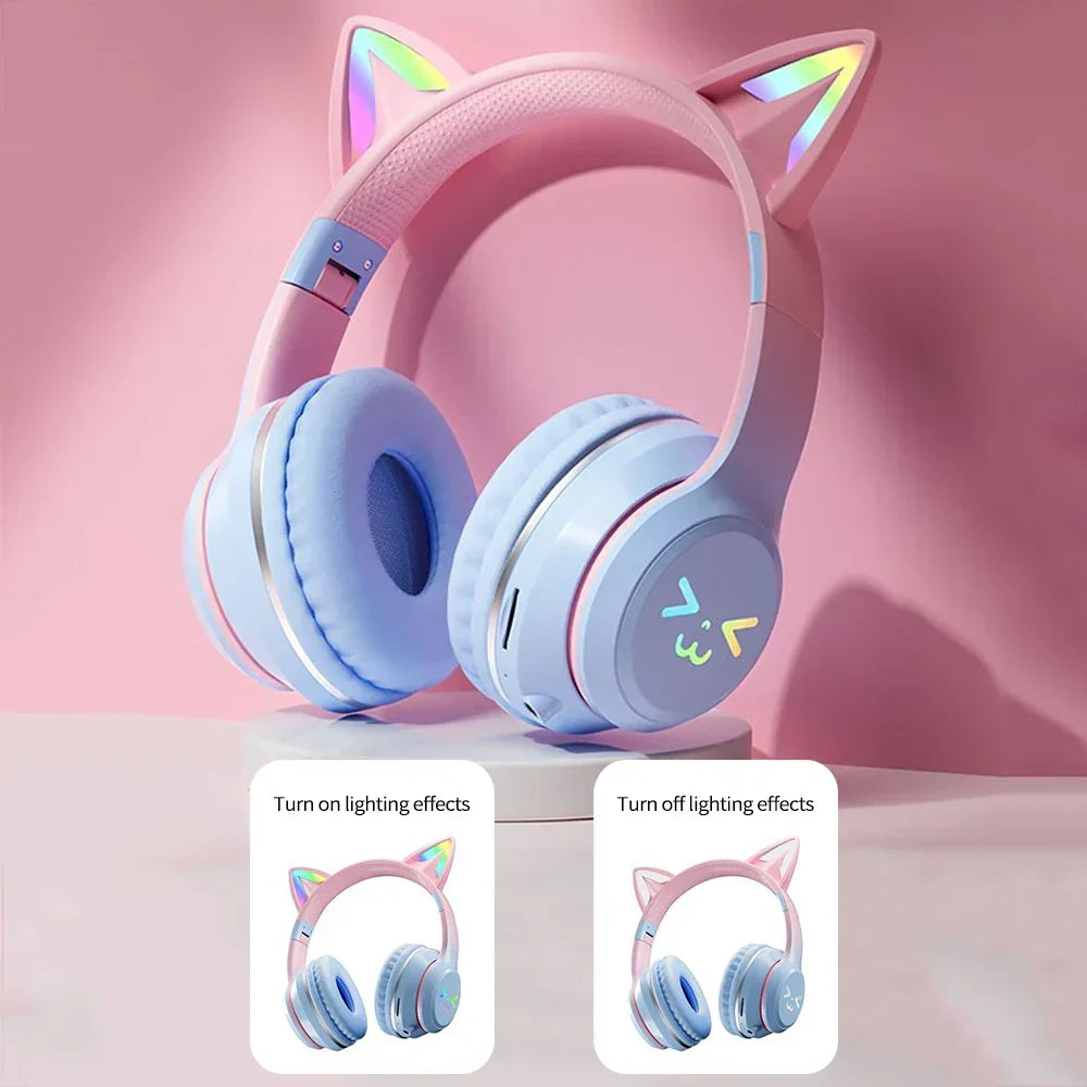 Foldable RGB Bluetooth Headphones — Wireless Connectivity