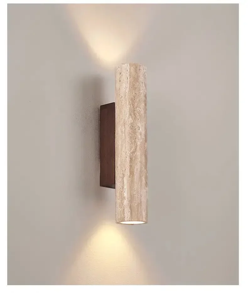LumeStone wandlamp - marmerafwerking geïnspireerd op travertijn, warme ledgloed