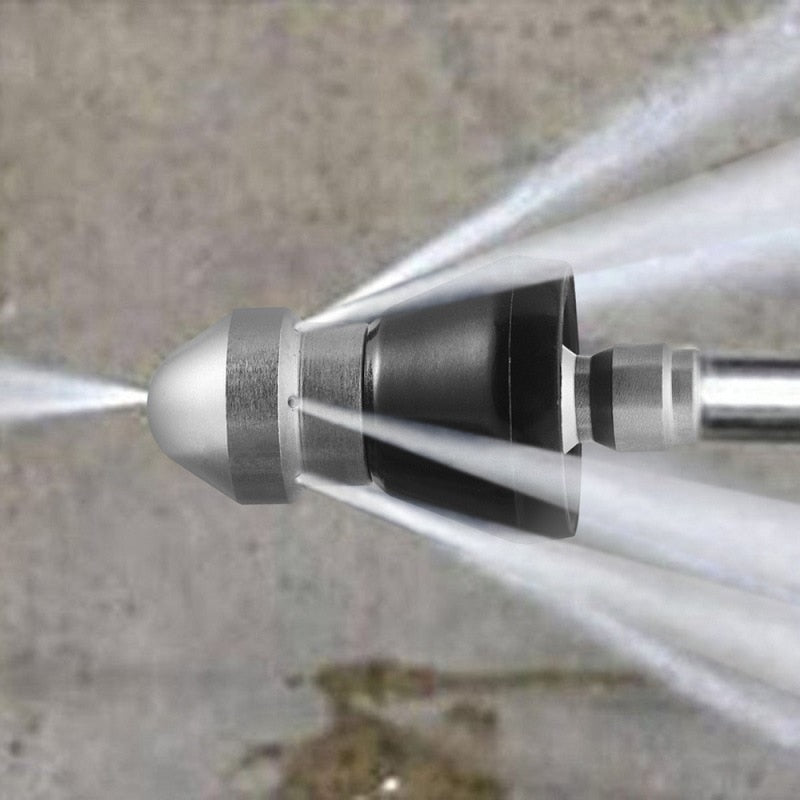 Buse de nettoyage de canalisations en acier inoxydable - Accessoire de pulvérisation haute pression pour drains