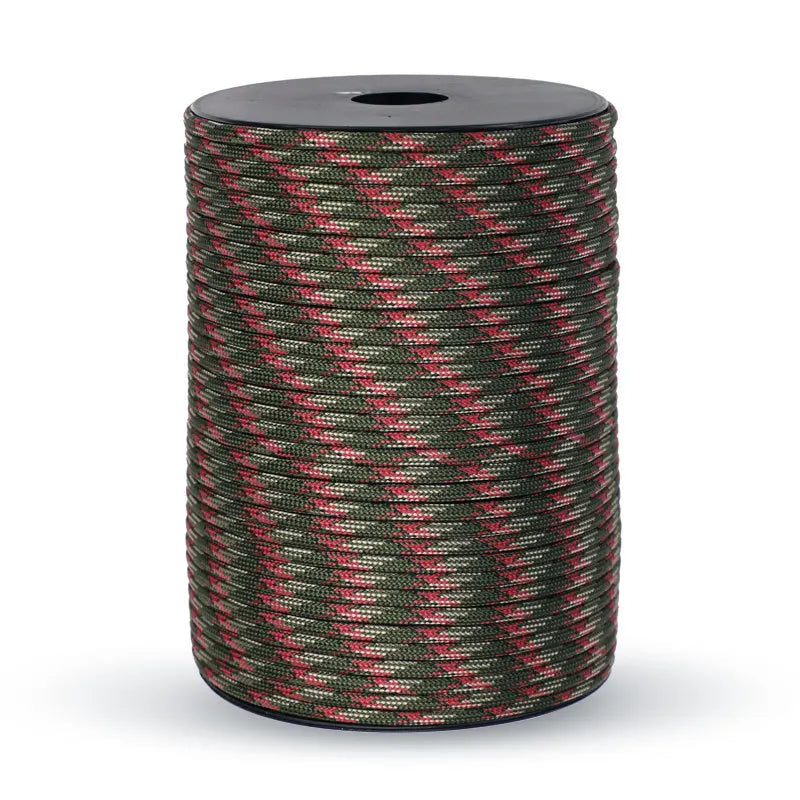 Cuerda de paracaídas de estándar militar 550 — 100m de largo, 4mm de diámetro, construcción de 9 núcleos
