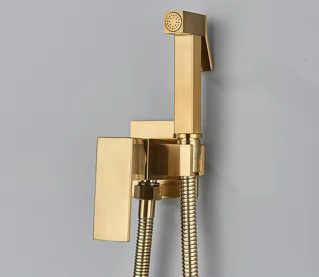 Rubinetto per doccia bidet in ottone massiccio nero opaco — miscelatore a parete caldo-freddo, spruzzo orizzontale