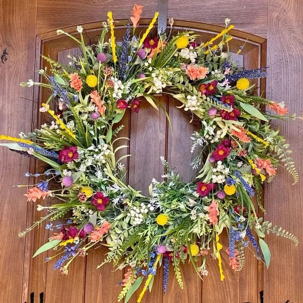 Handmade Floral Wreath — Vibrant Flowers and Lush Greenery