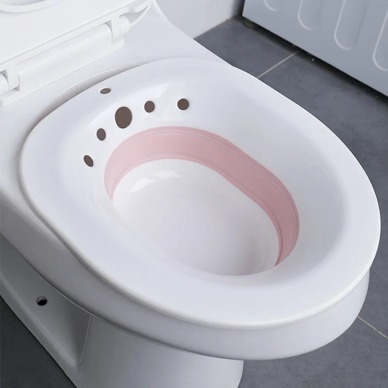 Baño de asiento plegable colgante — recipiente de gran capacidad para el cuidado de las hemorroides
