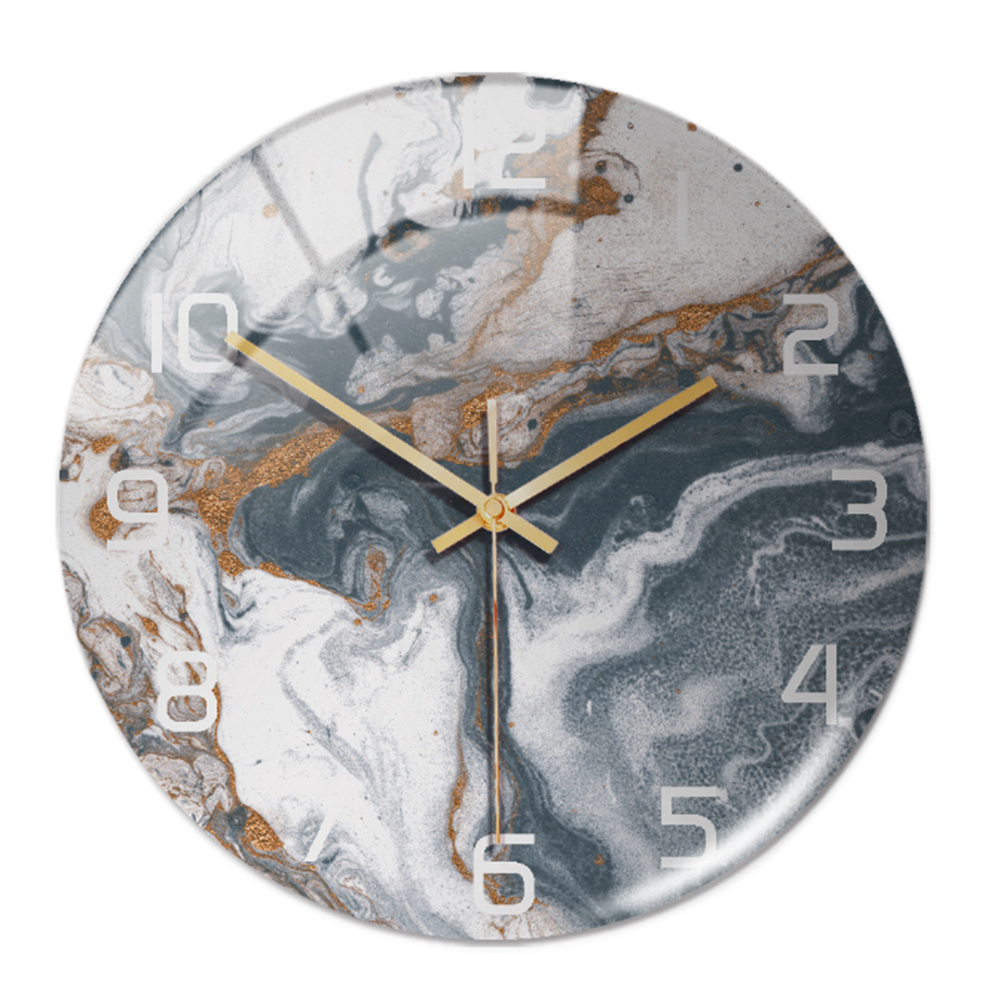 שעון קיר באפקט שיש MarbleTime — עיצוב עגול עכשווי