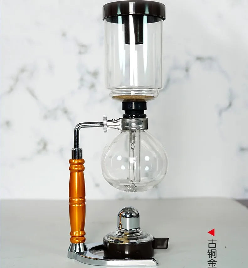 Siphon Coffee Brewer Set — 3 or 5 Cup Capacity, Barista Accessory Kit, Elegant Design