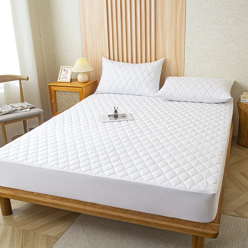 Waterproof Fitted Mattress Protector – Sizes Twin, Full, 140, 160, Gray & White