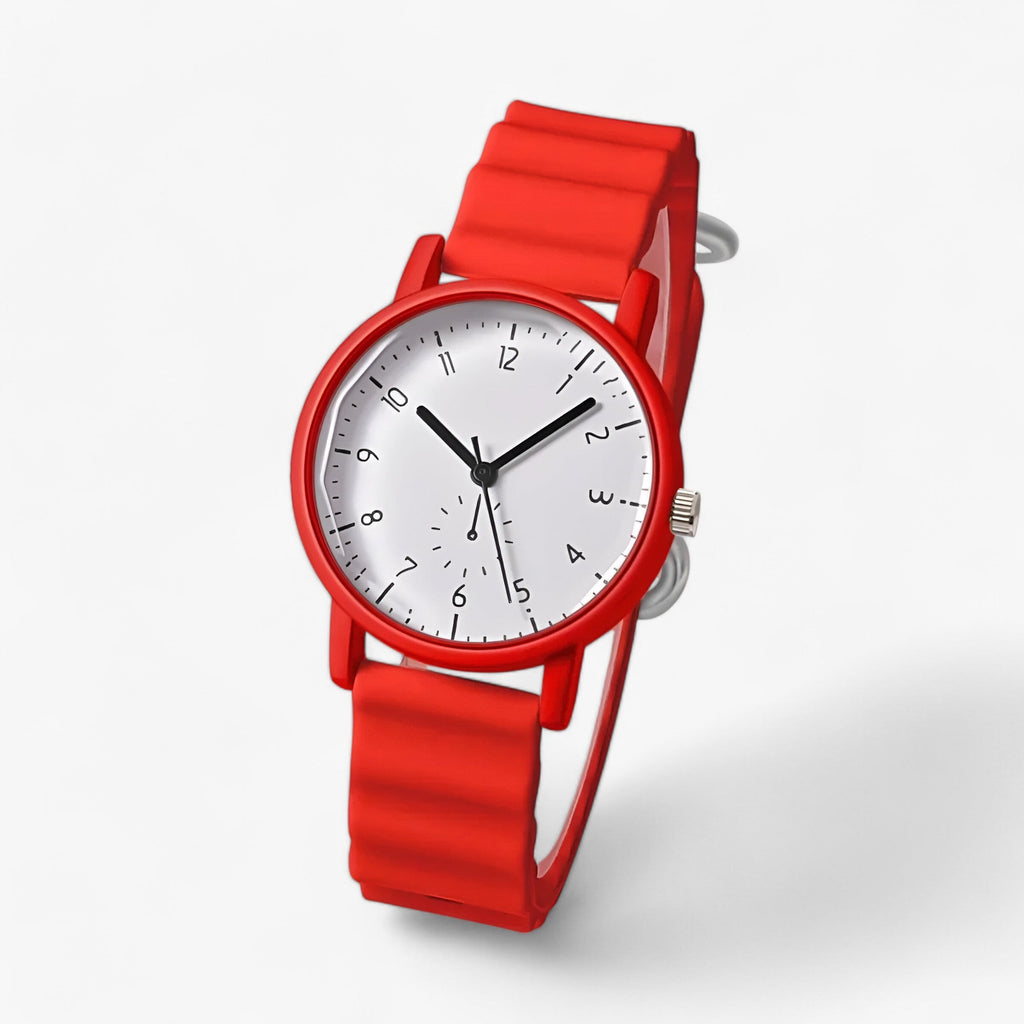 Relógio Mina Jelly — mostrador colorido de quartzo, bracelete elegante de silicone ondulado