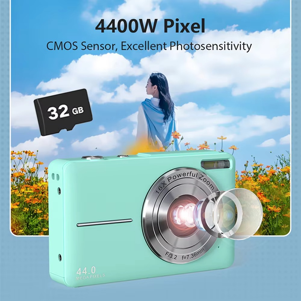 מצלמה דיגיטלית לילדים — 1080P HD, 44MP, זום פי 16