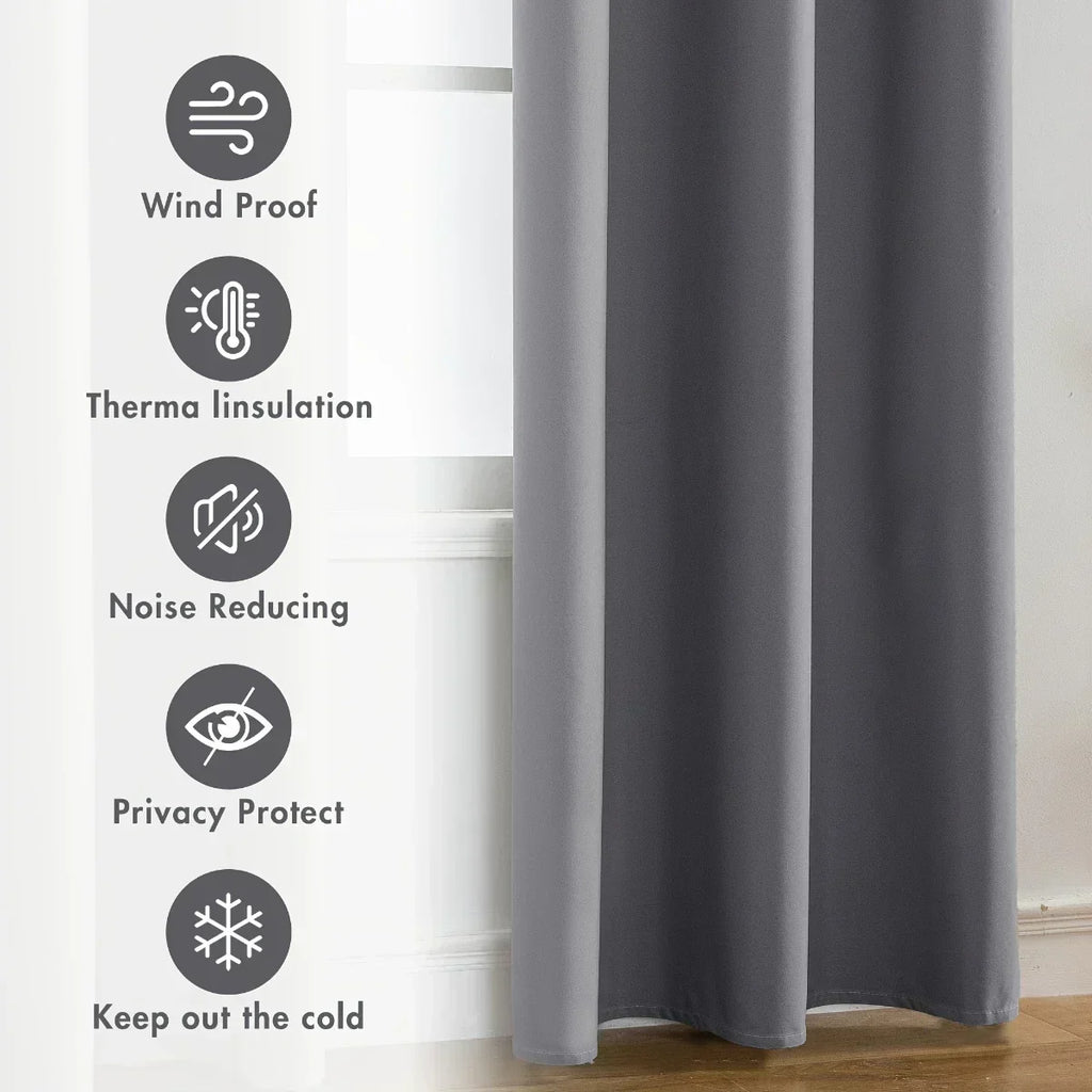 100% Blackout Curtain Panels — Thermal Coated Lining