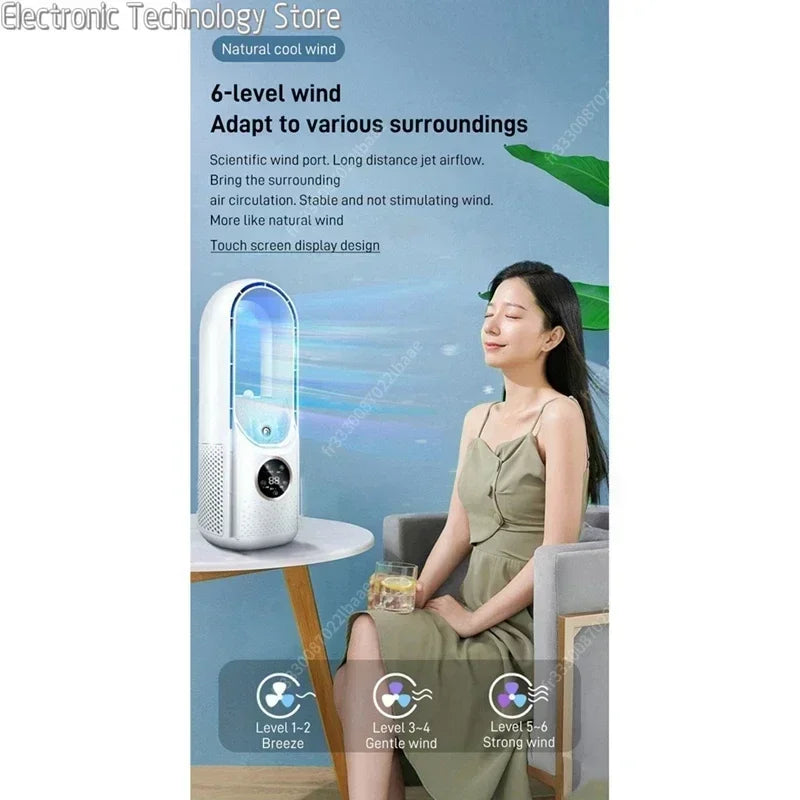 AeroCool Breeze 2025 bladløs ventilator — 6 hastigheder, støjsvag luftkøler og luftfugter, USB-tilslutning