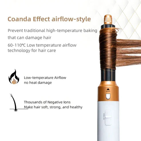 Modelador de cabelo 5 em 1 – modelador automático, secador e escova alisadora com efeito Coanda