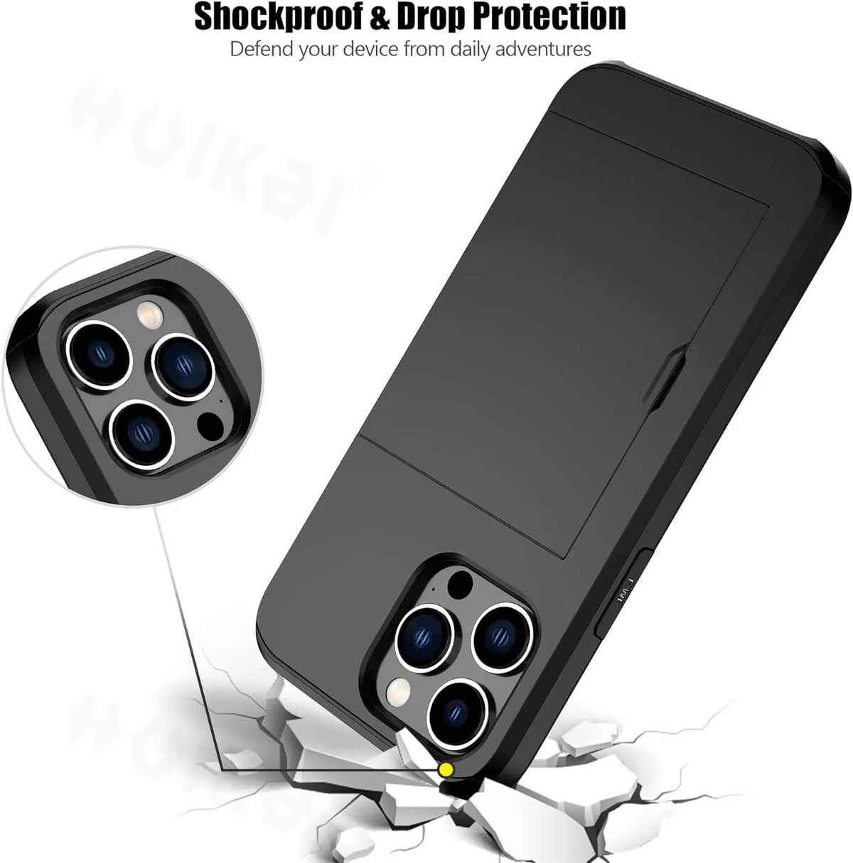 Capa fina para iPhone LuxShield — bolso para cartão, proteção e design elegante