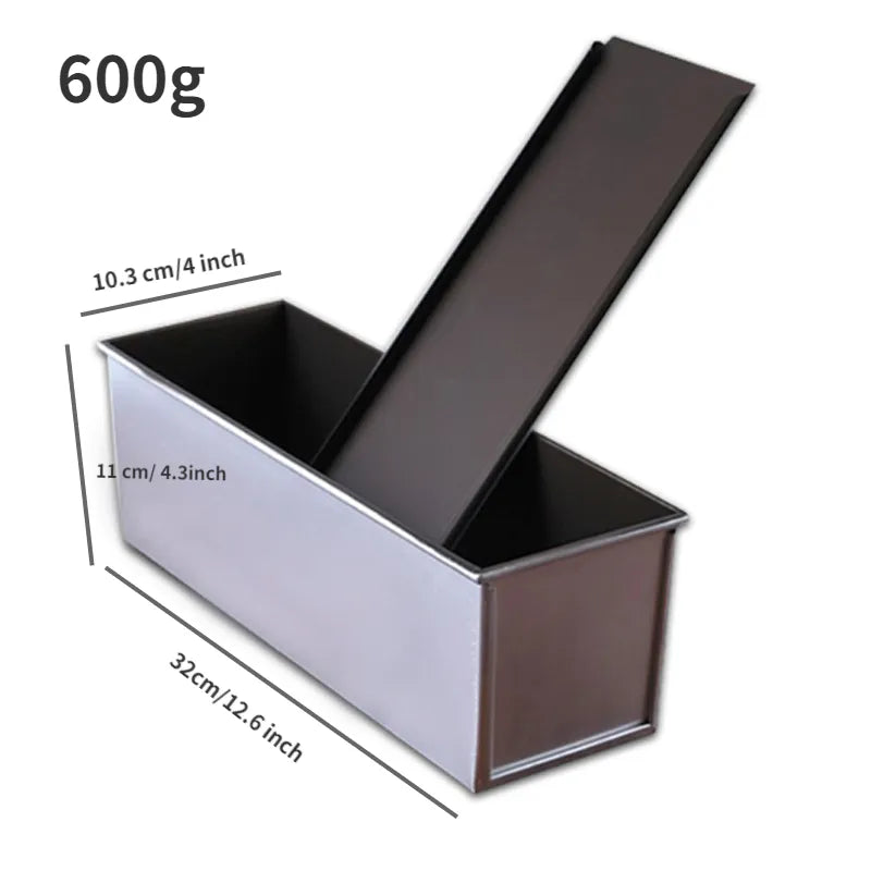 Molde para pan de aleación de aluminio con tapa — Revestimiento antiadherente, tamaños de 250g/450g/600g/750g/900g/1000g