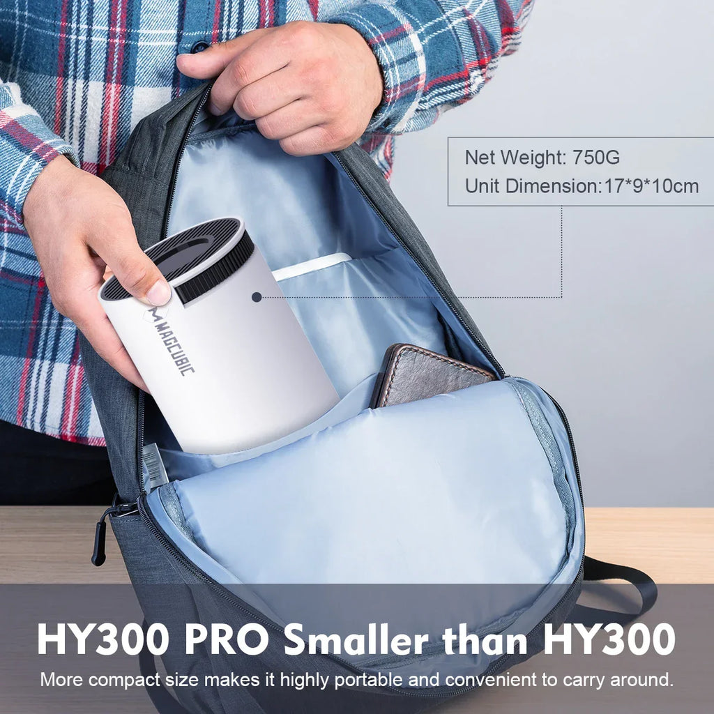 جهاز عرض ماغكوبيك HY300 Pro بدقة 4K — أندرويد 11، وشبكة WiFi6 مزدوجة، و260ANSI، وBT5.0