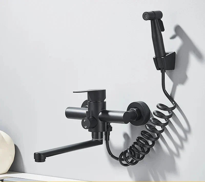 Modern Wall Mounted Faucet — Swivel Spout, Temperature Control