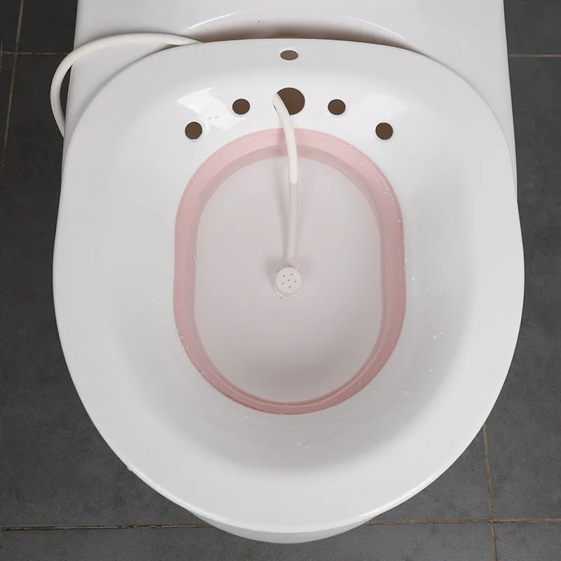 Baño de asiento plegable colgante — recipiente de gran capacidad para el cuidado de las hemorroides