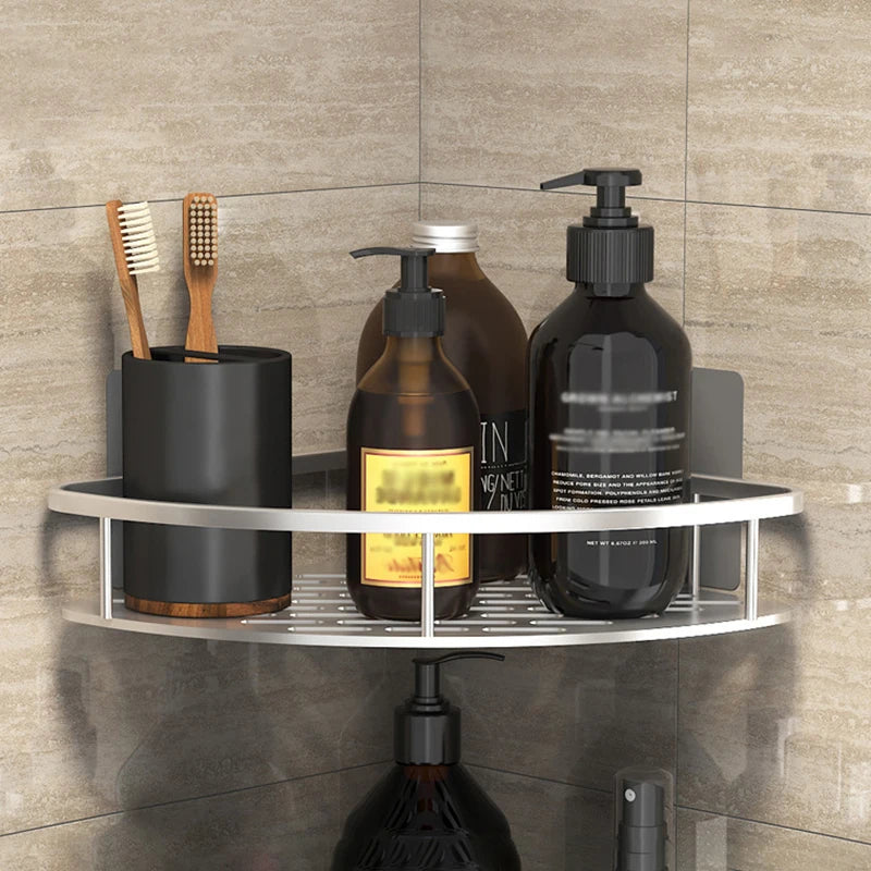 Drill-Free Wall-Mounted Corner Shelf — Tool-Free Installation, Compact Storage Rack
